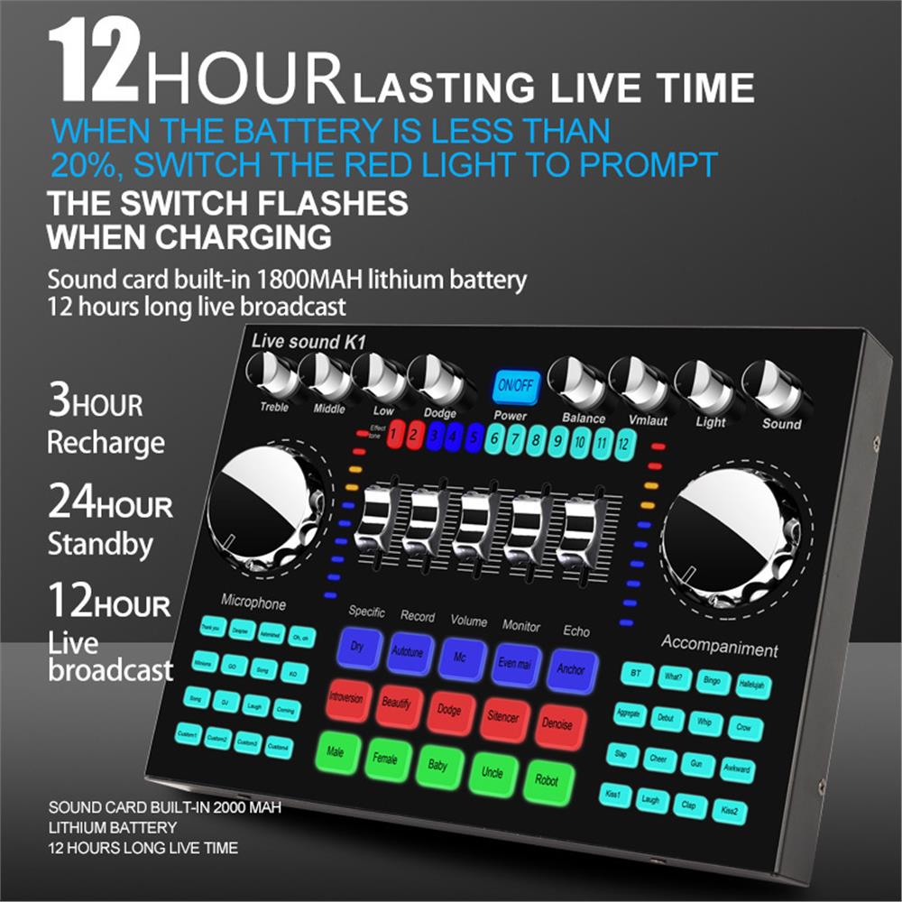 Audio And Music Mixer - Tragbare Live-Soundkarte für Internet-Influencer Audio-Mixer DJ-Equipment