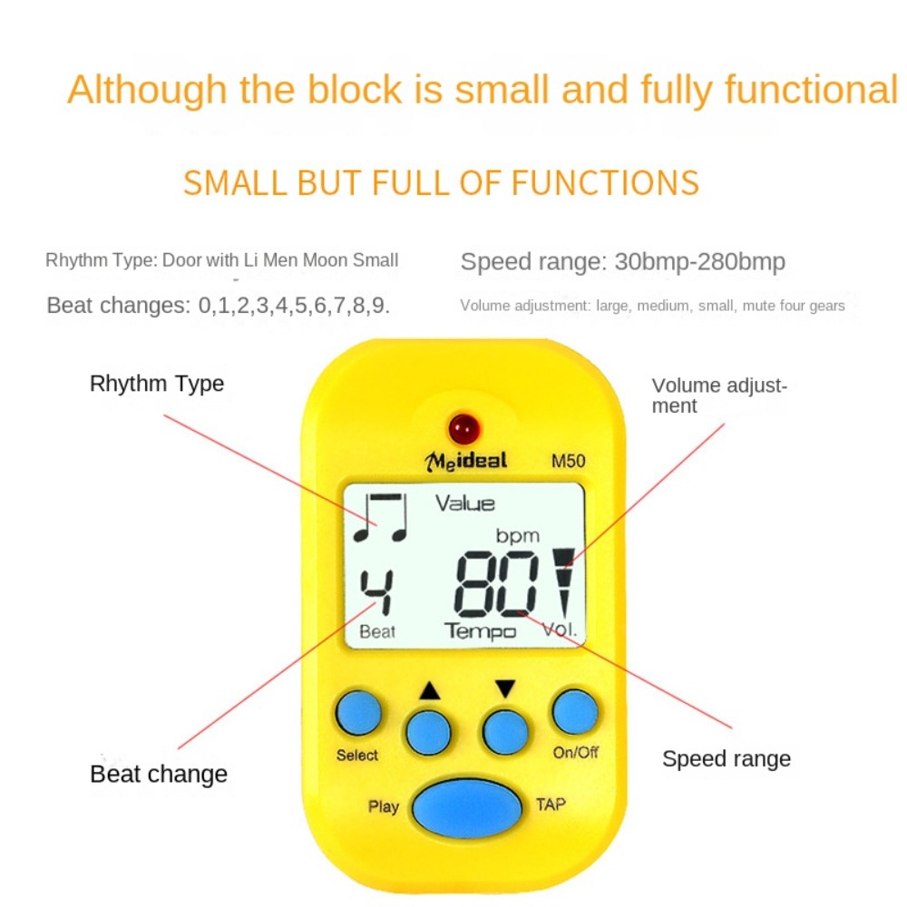 Metronome Digital - LCD Mini-Metronom Professioneller Kopfhörerausgang Clip-On Taschenmetronom