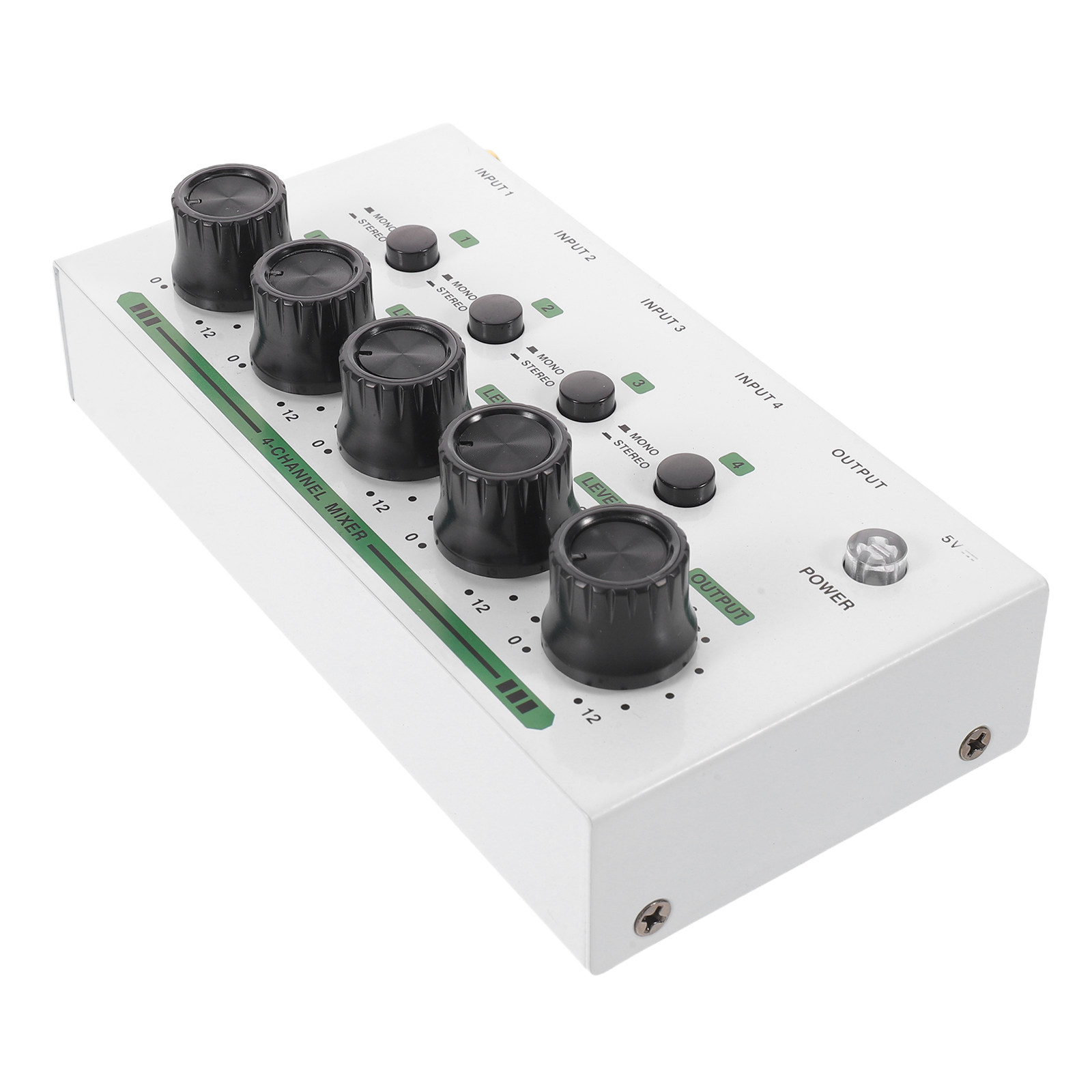 Audio Mixer 4 Channel - 4-Kanal Kompakter Audio-Mixer Weiß Professioneller Stereo-Mixer