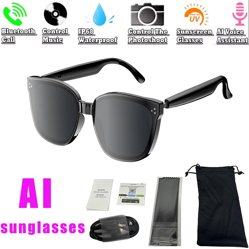 Audio With Music Ai - Polarisierte intelligente KI-Übersetzungsbrille, filtert selbstansaugende Sonnenbrillengläser,