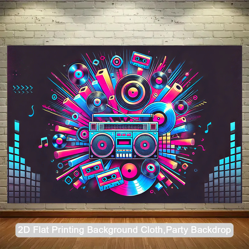 Audio Music In Background - 2D flaches, einteiliges Produkt. Retro tragbare