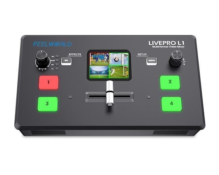Audio Mixer 4 Channel - FEELWORLD LIVEPRO L1 V1 4xHDMI-Eingänge Kamera-Produktions-Multiformat-Videomischer