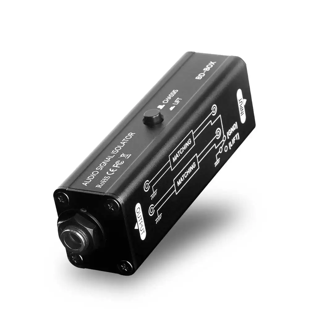Audio Music Isolator - Tragbarer 6,35-mm-AUX-Erdschleifenisolator, professioneller Hum-Eliminator, Audio-Signalisolator, Rauschfilter,