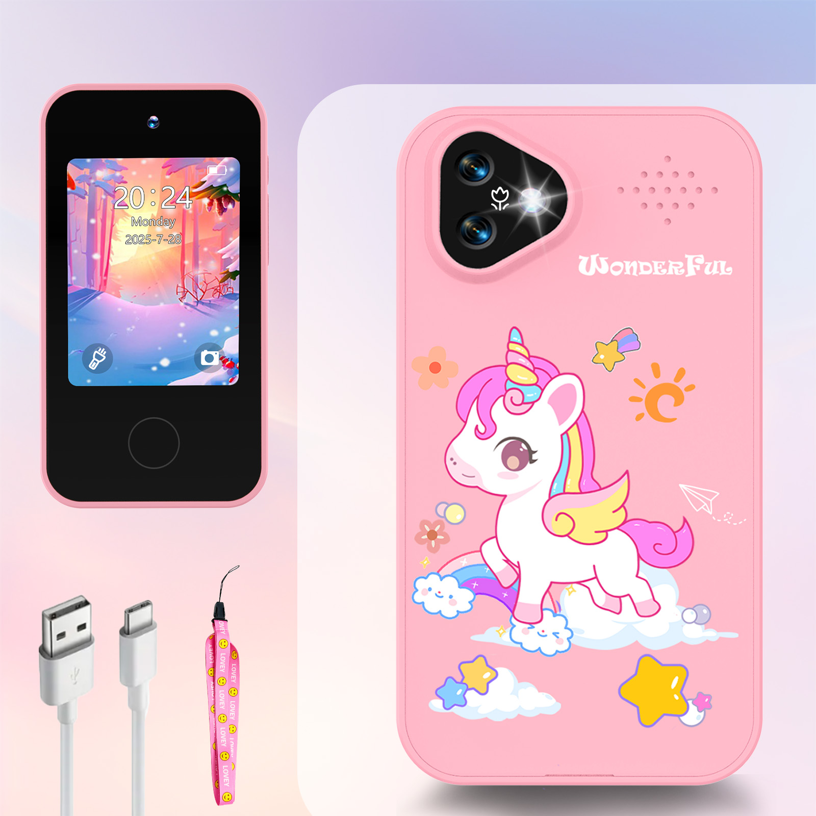Metronome Digital - Einhorn Kinder-Smartphone-Kamera-Spielzeug Touchscreen Baby-Handy MP3-Player Digitale