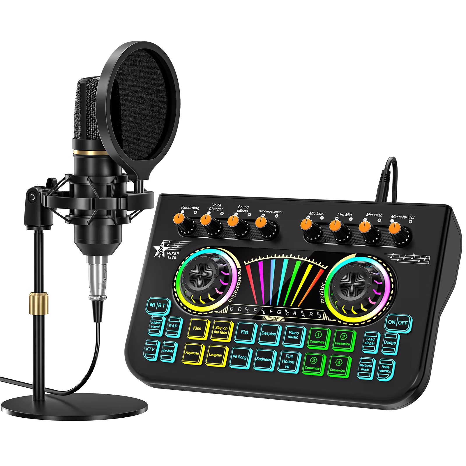 Audio And Music Mixer - Tenlamp Podcast-Ausrüstungspaket mit 3,5-mm-Kondensatormikrofon für PC,