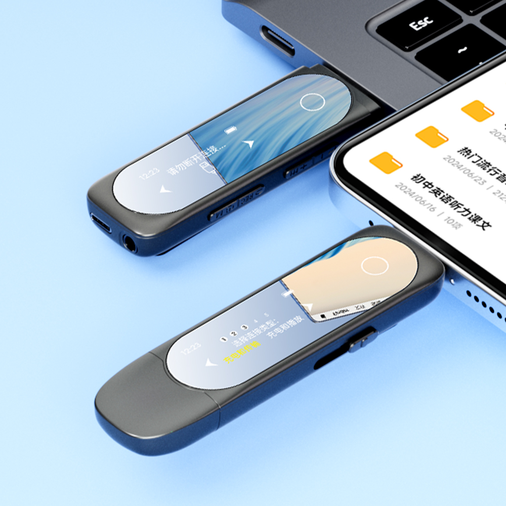 Audio Music Mp3 Downloader - MP3-Player mit Bluetooth, Typ-C-Clip, USB-A-Doppelstecker, Schnell-Download,