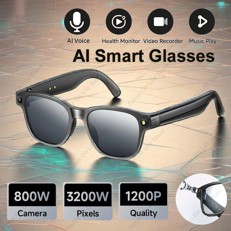 Audio With Music Ai - KI-Smart-Brille mit 8-Millionen-Kamera, Bluetooth-Sonnenbrille, Aufnahme-, Audio-,
