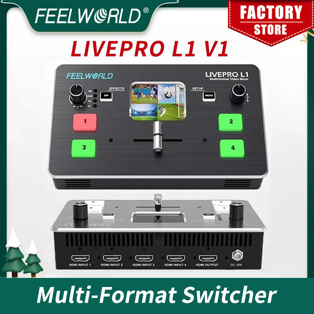 Audio Mixer 4 Channel - FEELWORLD LIVEPRO L1 4xHDMI-Eingänge Kameraproduktion USB3.0