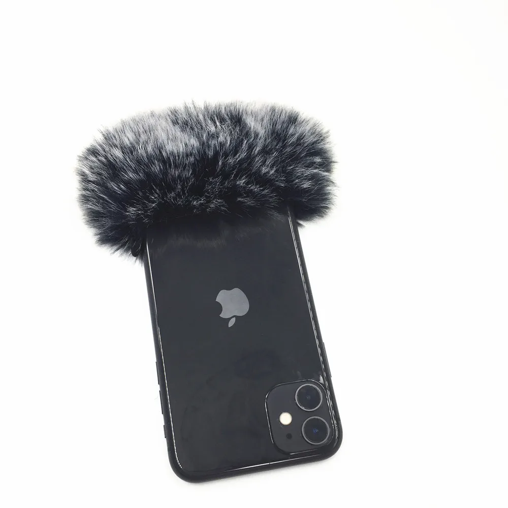 Recording Pop Filter - Künstlicher Pop-Filter für den Außenbereich, Fell-Wind-Telefon-Mikrofon-Tonaufnahme,
