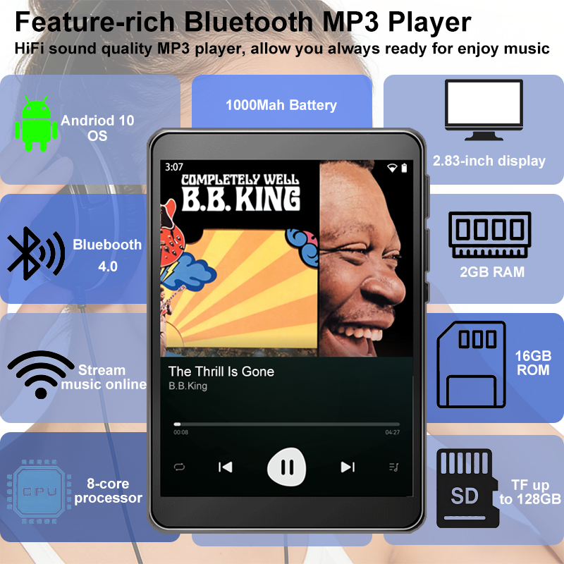 Audio Music Mp3 Downloader - WiFi-MP3-Player Android 10 Spotify Online-Musik-Streamer Bluetooth-Lautsprecher