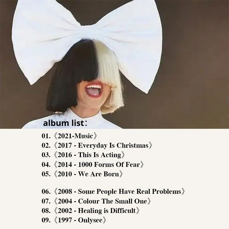 Sia Komplette 9-CD-Musikalbum- – Audio Music Only Bewertung und Preis