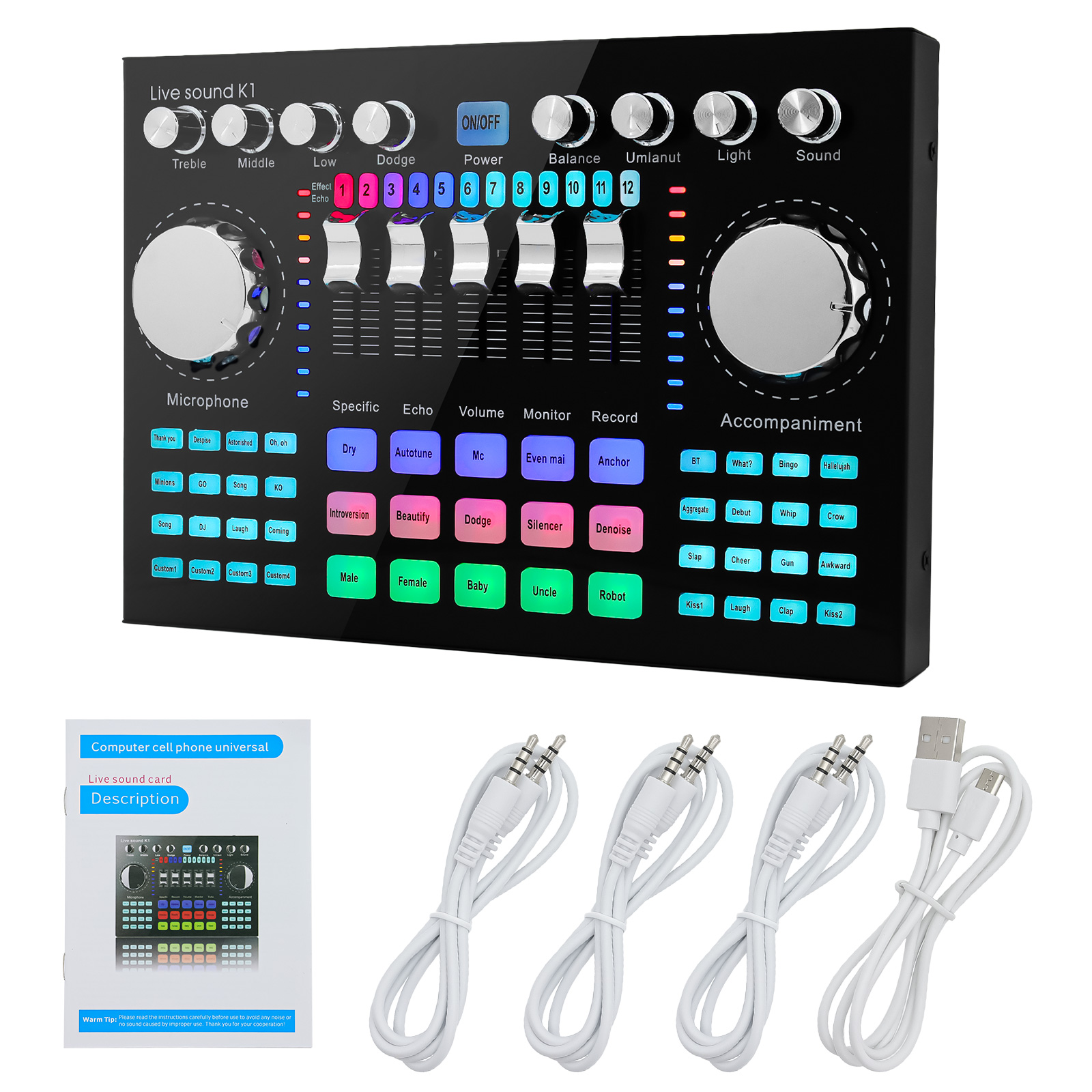 K1 Audio-Mixer Live-Soundkarte – Audio Music Voice Changer Bewertung und Preis